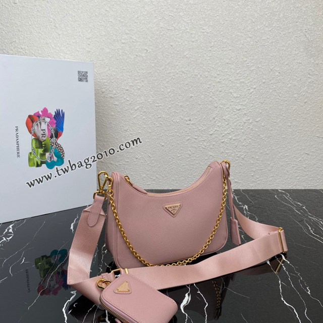 Prada專櫃新款Hobo手拎/腋下包 1BH204 普拉達新版本鏈條肩背斜挎女包 csp1675